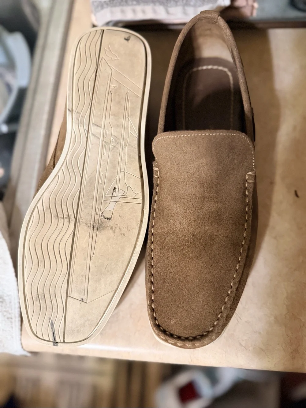 Stone Haven Made In Italy Vera Pelle Brown Suede Venetian Loafers Men’s sz 11